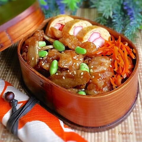 甘辛ダレでご飯がすすむ!チキンチキンごぼう弁当